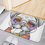 Hipster Pug Print Indoor Door Mat