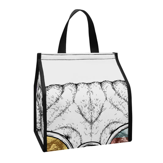 Hipster Pug Print Insulated Lunch Tote