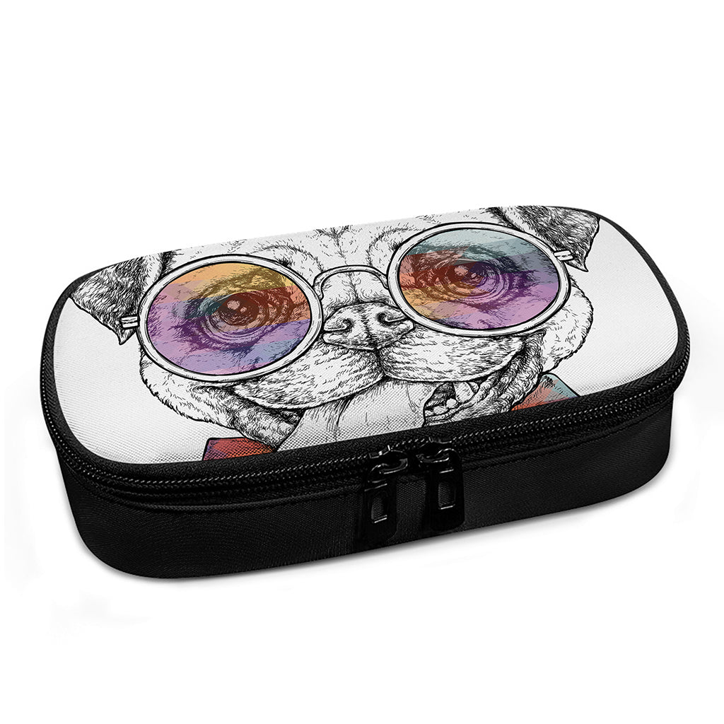 Hipster Pug Print Insulin Cooler Travel Case