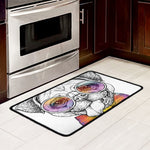 Hipster Pug Print Kitchen Mat