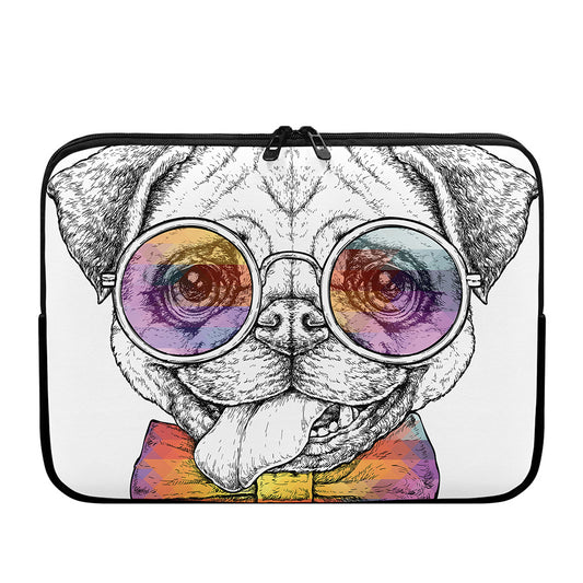 Hipster Pug Print Laptop Sleeve