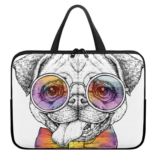Hipster Pug Print Laptop Sleeve With Handle