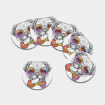 Hipster Pug Print Leather Coaster Set