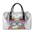 Hipster Pug Print Leather Duffel Bag