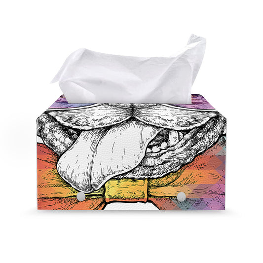 Hipster Pug Print Leather Tissue Box Cover