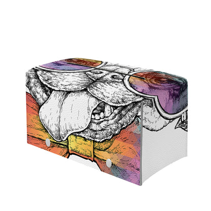 Hipster Pug Print Leather Tissue Box Cover