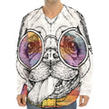 Hipster Pug Print Long Sleeve Baseball Jersey