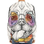 Hipster Pug Print Long Sleeve Baseball Jersey