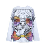 Hipster Pug Print Long Sleeve Short Coat