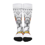 Hipster Pug Print Long Socks