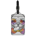 Hipster Pug Print Luggage Tag
