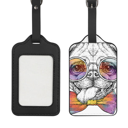 Hipster Pug Print Luggage Tag