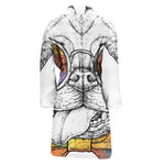 Hipster Pug Print Men's Bathrobe