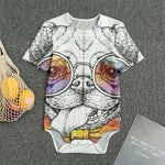 Hipster Pug Print Men's Bodysuit