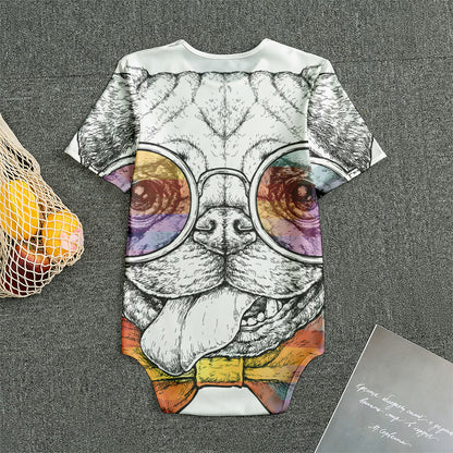 Hipster Pug Print Men's Bodysuit