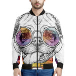 Hipster Pug Print Men's Bomber Jacket