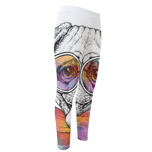 Hipster Pug Print Men's Compression Pants