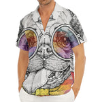 Hipster Pug Print Men's Deep V-Neck Shirt