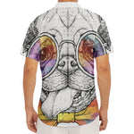 Hipster Pug Print Men's Deep V-Neck Shirt