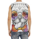 Hipster Pug Print Men's Fitness Tank Top