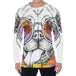 Hipster Pug Print Men's Long Sleeve T-Shirt