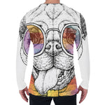 Hipster Pug Print Men's Long Sleeve T-Shirt