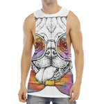 Hipster Pug Print Men's Muscle Tank Top