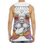 Hipster Pug Print Men's Muscle Tank Top