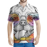 Hipster Pug Print Men's Polo Shirt