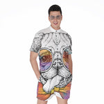 Hipster Pug Print Men's Rompers