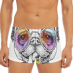Hipster Pug Print Men's Short Boxer Briefs