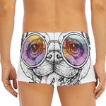 Hipster Pug Print Men's Short Boxer Briefs