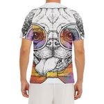 Hipster Pug Print Men's Short Sleeve Rash Guard