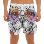 Hipster Pug Print Men's Split Running Shorts