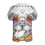 Hipster Pug Print Men's Sports T-Shirt