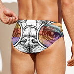 Hipster Pug Print Men's Swim Briefs