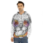 Hipster Pug Print Men's Velvet Pullover Hoodie