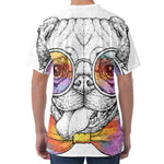 Hipster Pug Print Men's Velvet T-Shirt