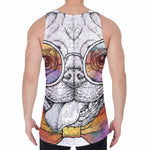 Hipster Pug Print Men's Velvet Tank Top