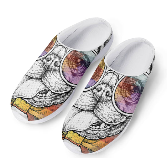Hipster Pug Print Mesh Casual Shoes