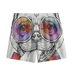 Hipster Pug Print Mesh Shorts