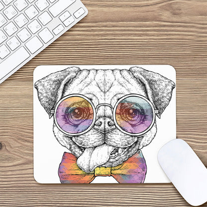 Hipster Pug Print Mouse Pad
