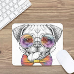 Hipster Pug Print Mouse Pad