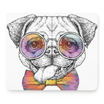 Hipster Pug Print Mouse Pad