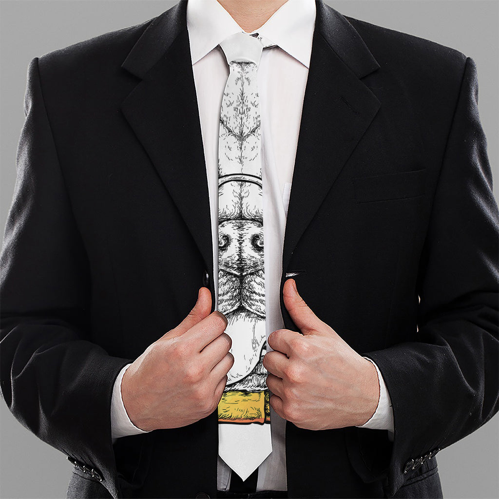 Hipster Pug Print Necktie