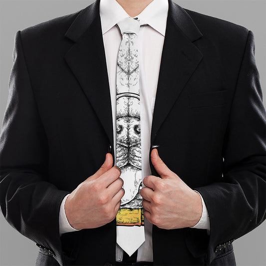 Hipster Pug Print Necktie