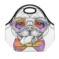 Hipster Pug Print Neoprene Lunch Bag