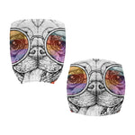 Hipster Pug Print Office Chair Cover