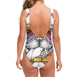 Hipster Pug Print One Piece Swimsuit