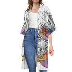 Hipster Pug Print Open Front Beach Cover Up